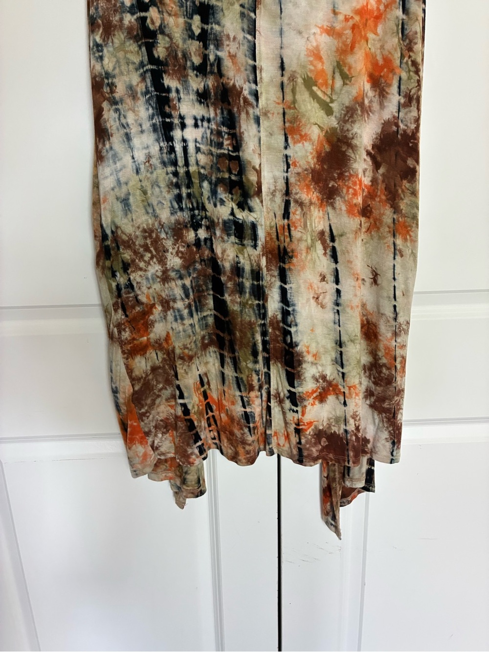 Bohemian Tie-Dye Duster Vest with Hood Brown & Rust Soft Stretchy 1X - Picture 11 of 11